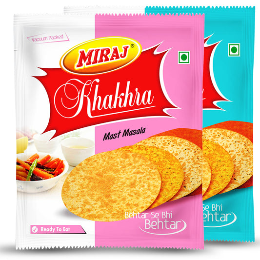 Miraj Masala & Plain Khakhra  (200g each) (Pack of 4)