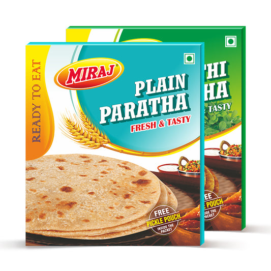 Miraj Methi & Plain Paratha (Pack of 4X4 PCS)