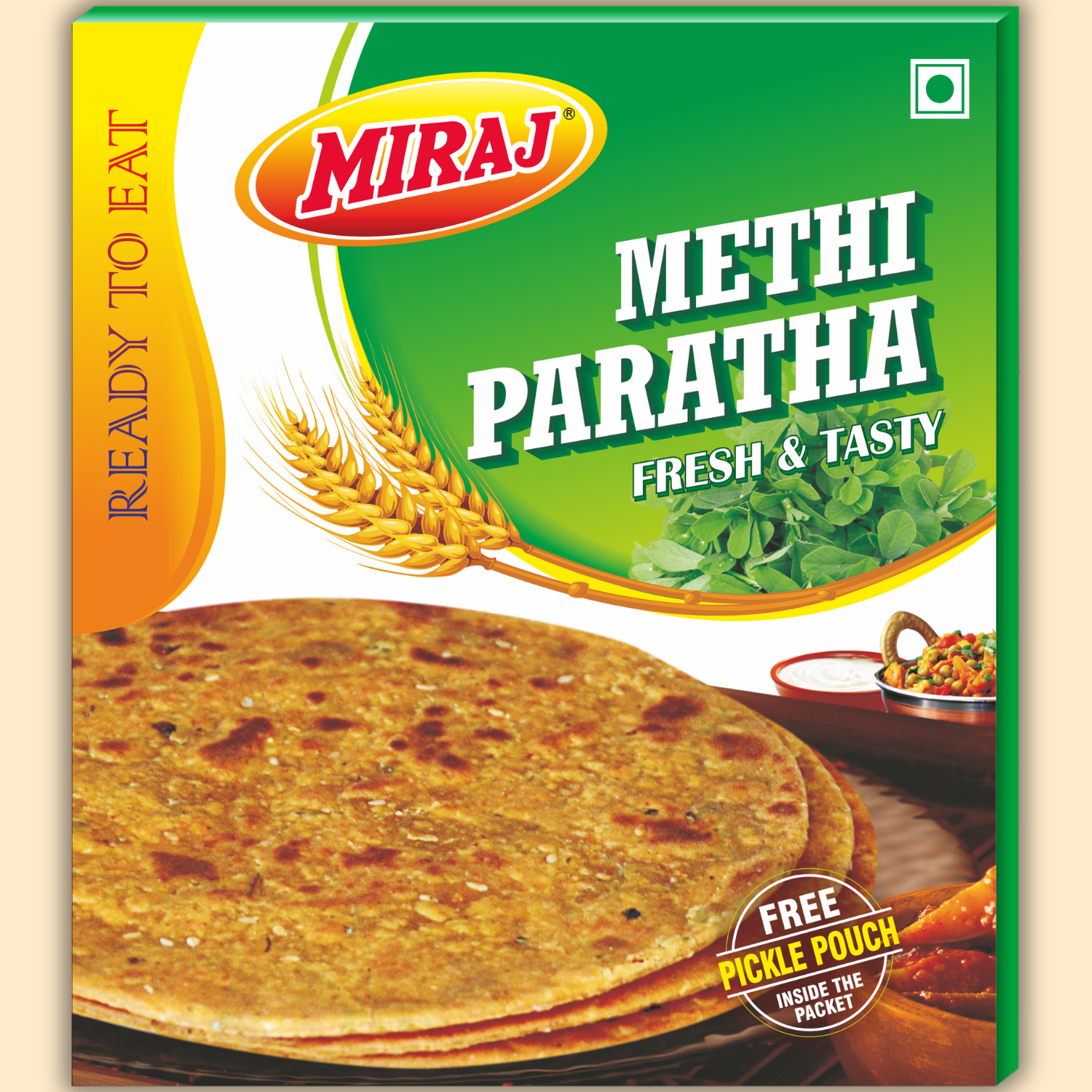 Methi Paratha (Pack of 4X4 PCS) (16 Parathas) (960g)