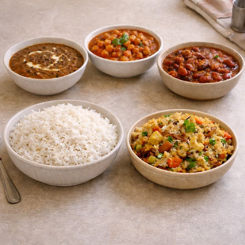 Dal–Rice+ Biryani Family Combo (6–8 Servings | Ready in 2 Minutes)