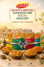 Miraj Namkeen Combo (Bhujia, Aloo Sev, Khatta Meetha, Navratan Mix) (1 Pack of 200g Each)