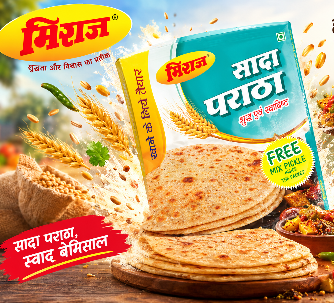 Plain Paratha (Pack of 4X4 PCS) (16 Parathas) (960g)
