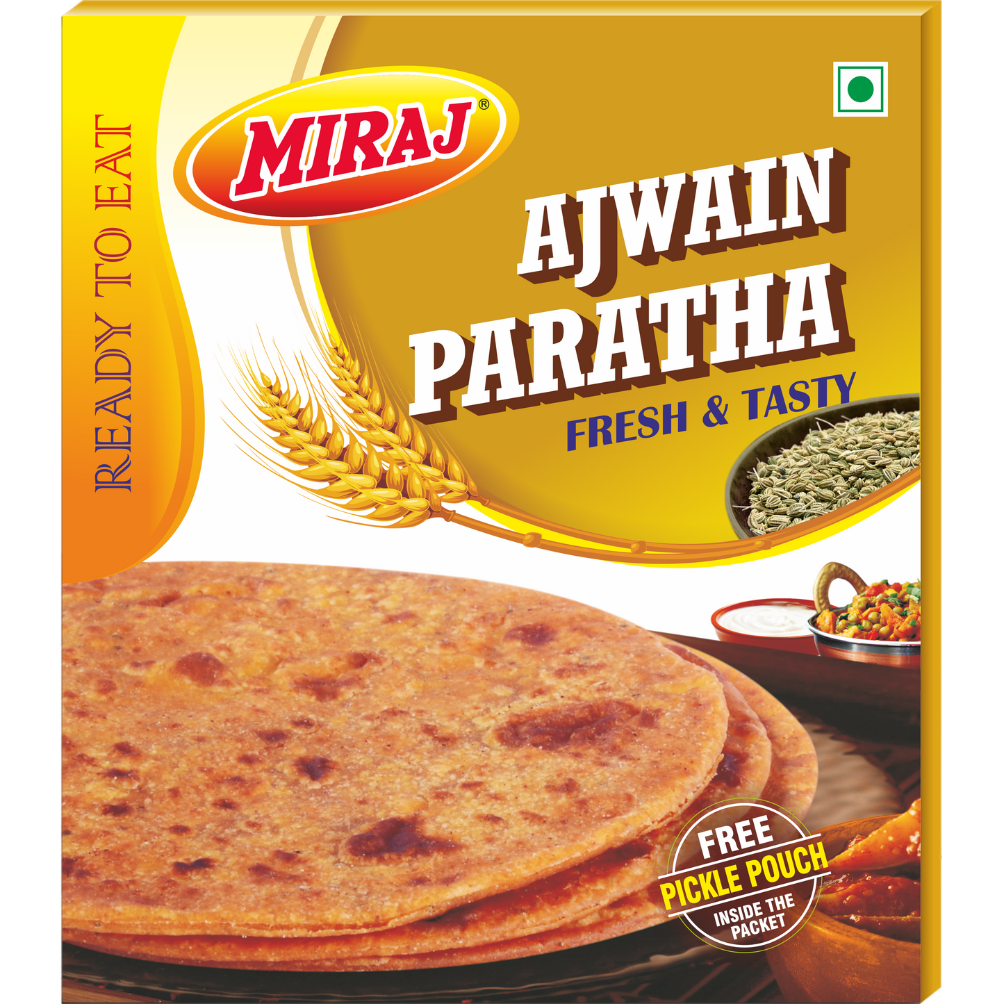 Miraj Ajwain & Plain Paratha (Pack of 4X4 paratha)